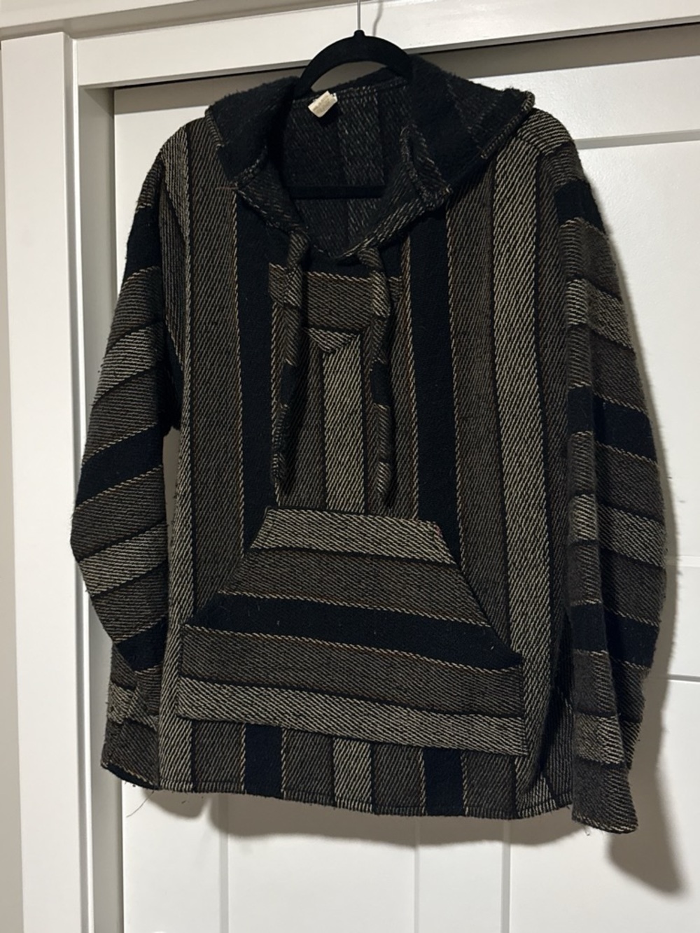 Men's Molina Striped Hooded Baja Pullover Sweater - Black and Brown
